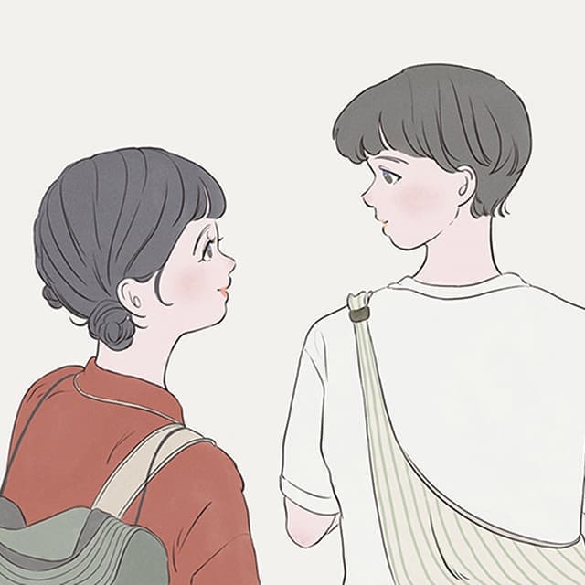 女の子と男の子が向き合っているイラスト